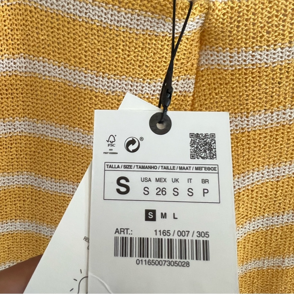 Zara Yellow and White Striped Straight Leg Pants NWT Small - Picture 6 of 7